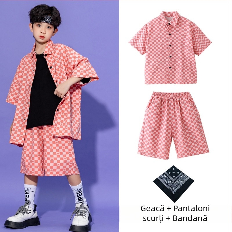 Set hip-hop pentru copii – unisex, bumbac 100%, spălare enzime, stil hip-hop, îmbrăcăminte de antrenament