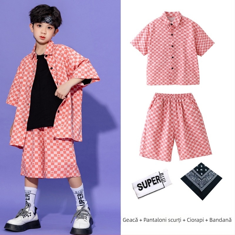 Set hip-hop pentru copii – unisex, bumbac 100%, spălare enzime, stil hip-hop, îmbrăcăminte de antrenament