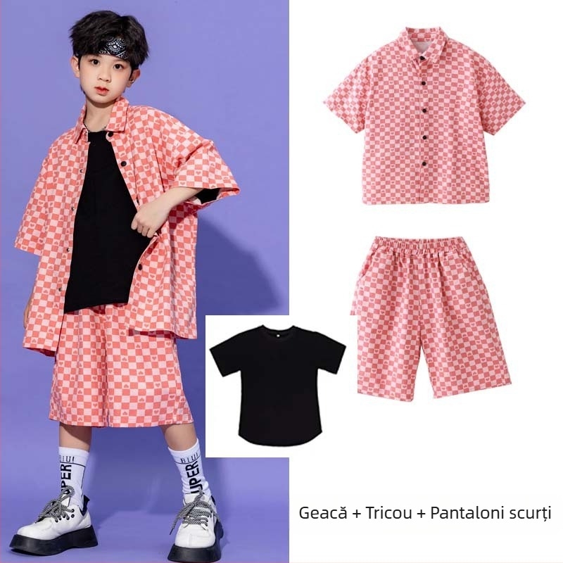 Set hip-hop pentru copii – unisex, bumbac 100%, spălare enzime, stil hip-hop, îmbrăcăminte de antrenament