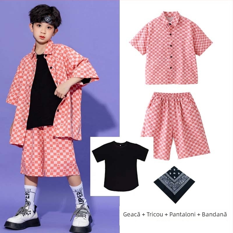 Set hip-hop pentru copii – unisex, bumbac 100%, spălare enzime, stil hip-hop, îmbrăcăminte de antrenament