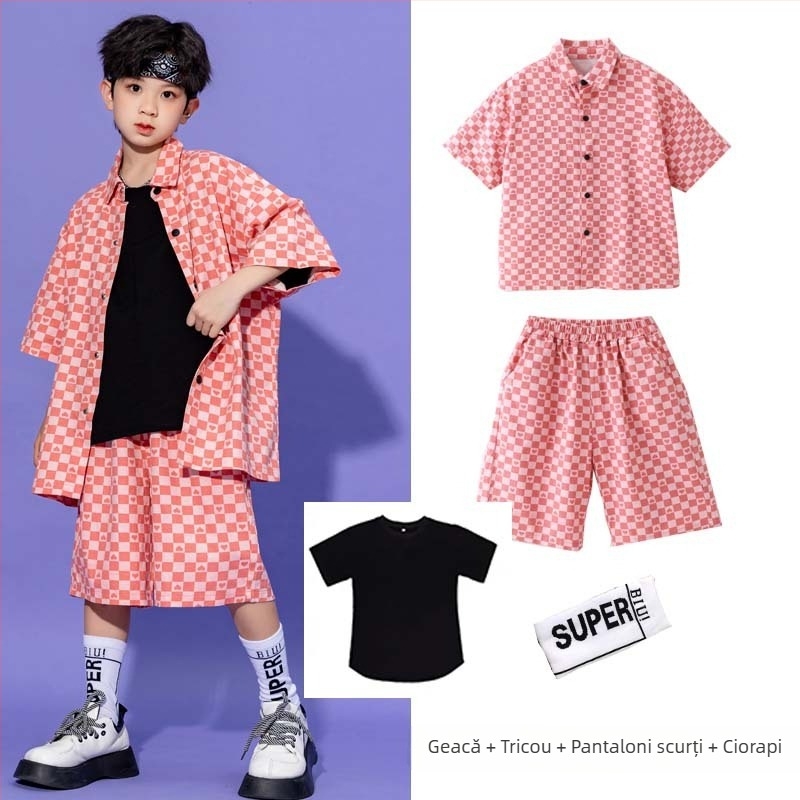 Set hip-hop pentru copii – unisex, bumbac 100%, spălare enzime, stil hip-hop, îmbrăcăminte de antrenament