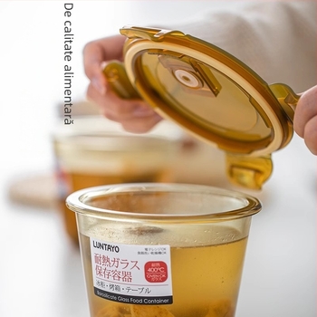 Luntayo cutie de stocare din sticlă, compatibilă cu cuptorul cu microunde, sticlă borosilicată rezistentă la căldură, pătrată, sigilată, 800–1000 ml