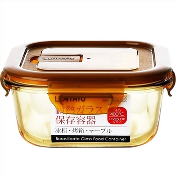 Luntayo cutie de stocare din sticlă, compatibilă cu cuptorul cu microunde, sticlă borosilicată rezistentă la căldură, pătrată, sigilată, 800–1000 ml
