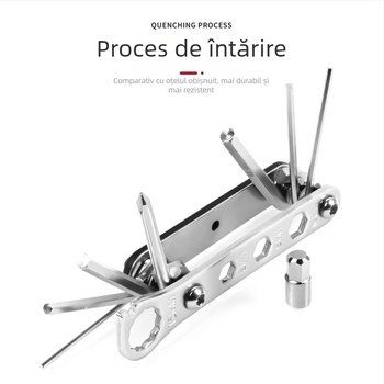 Set de unelte pentru reparații bicicletă, trusa de chei multifuncțională, 15-in-1 / 16-in-1, metal, brand Jielun