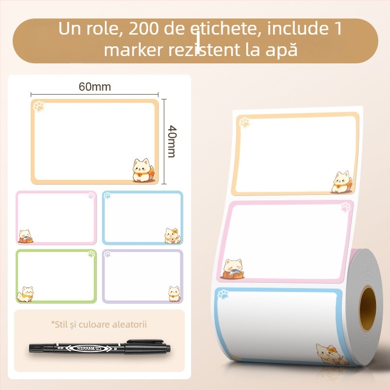 Etichetă de nume desen animat, mare, impermeabilă, autoadezivă, scrisă manual, pentru uz casnic (Brand: Good luck; Model: 985; Cod produs: F989hjj6smm5m7; Tip: Etichetă cu scriere manuală; Material: Altul)