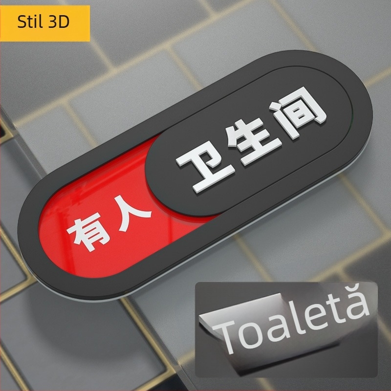 Semn de stare a toaletei – imprimare UV, acrilic de înaltă calitate, semn de ușă, Haolong Craft