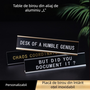 Tabelă de birou din aliaj de aluminiu cu canal în formă de L, aspect lemnos și imprimare UV