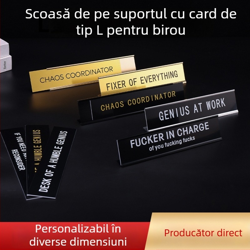 Tabelă de birou din aliaj de aluminiu cu canal în formă de L, aspect lemnos și imprimare UV