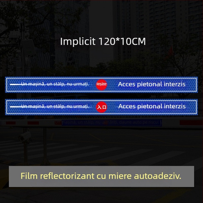 Semn reflectorizant de acces - Nu urmăriți vehiculul (UV print), Material: folie reflectorizantă, Potrivit pentru proprietăți rezidențiale, garaje subterane și parcări de birouri, Personalizabil