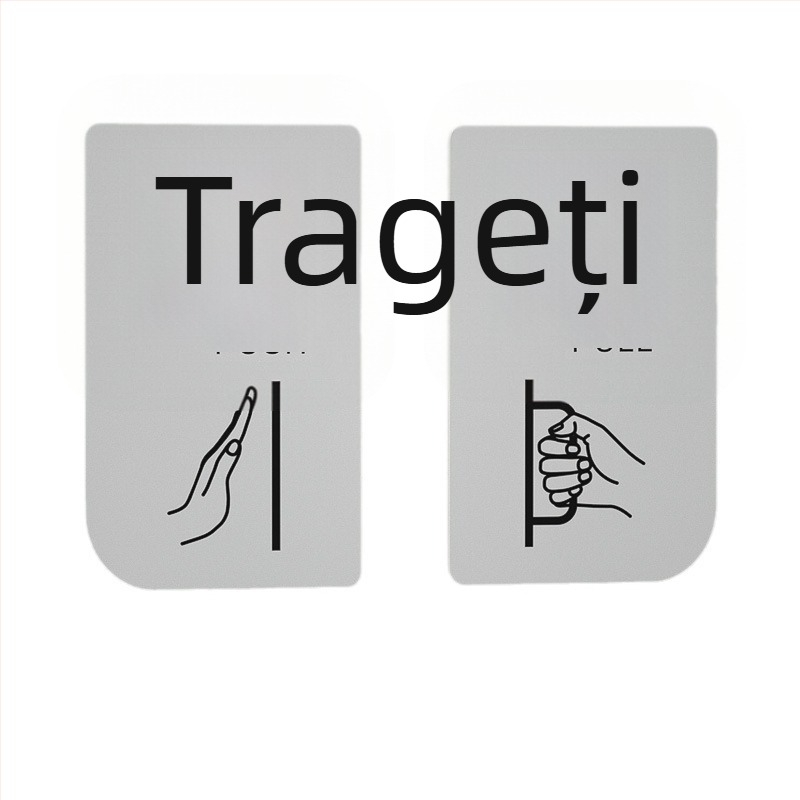 Semn acrilic pentru ușă glisantă – reminder intrare/ieșire; imprimare UV; Material: acrilic; Destinație: birou; Brand: Hao Long