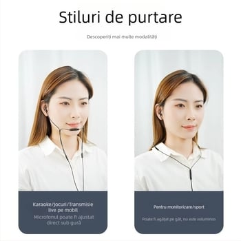 Casca intra-auriculară pe cablu pentru asistență clienți cu microfon cu anulare a zgomotului, sursă de sunet universală, conector direct