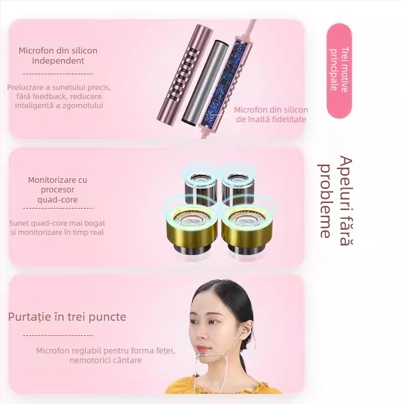 Casca intra-auriculară pe cablu pentru asistență clienți cu microfon cu anulare a zgomotului, sursă de sunet universală, conector direct