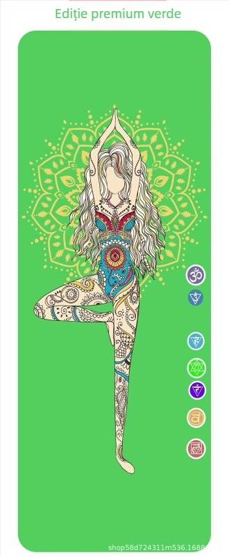 Covoraș de yoga cu imprimare UV digitală pe cauciuc natural, grosime 4 mm, greutate 2,4 kg, personalizabil, model cu linii de asane