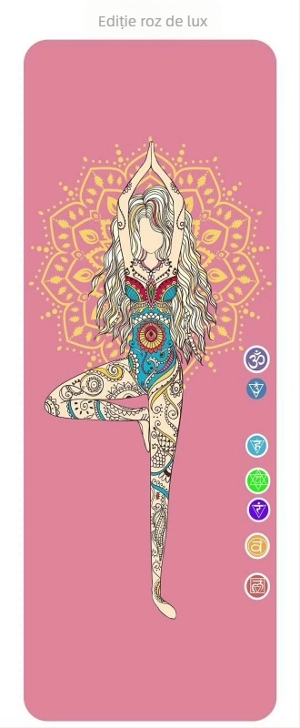 Covoraș de yoga cu imprimare UV digitală pe cauciuc natural, grosime 4 mm, greutate 2,4 kg, personalizabil, model cu linii de asane