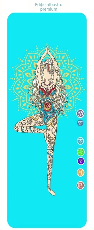 Covoraș de yoga cu imprimare UV digitală pe cauciuc natural, grosime 4 mm, greutate 2,4 kg, personalizabil, model cu linii de asane