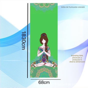 Covoraș de yoga cu imprimare UV digitală pe cauciuc natural, grosime 4 mm, greutate 2,4 kg, personalizabil, model cu linii de asane