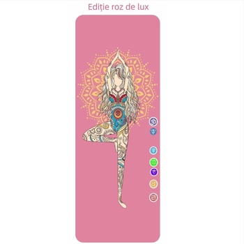 Covoraș de yoga cu imprimare UV digitală pe cauciuc natural, grosime 4 mm, greutate 2,4 kg, personalizabil, model cu linii de asane