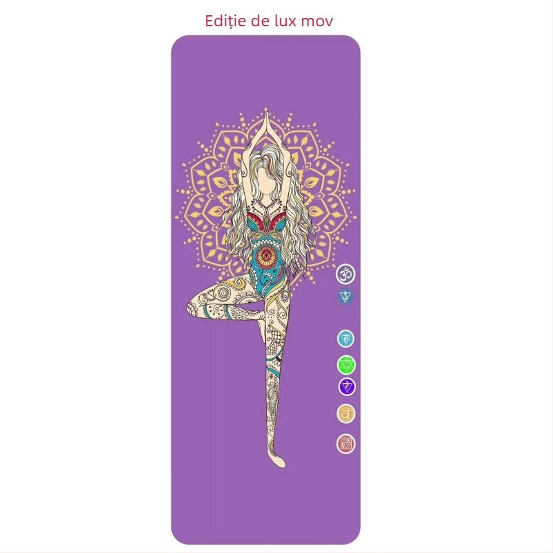Covoraș de yoga cu imprimare UV digitală pe cauciuc natural, grosime 4 mm, greutate 2,4 kg, personalizabil, model cu linii de asane