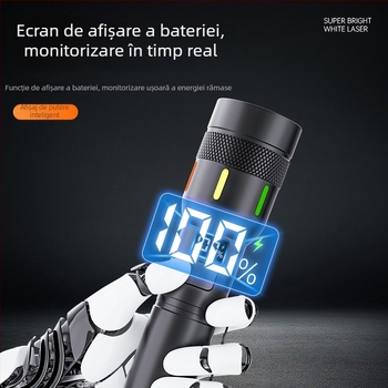 lumină LED cu clips pentru pix, multifunctională pentru exterior și situații de urgență, încărcare manuală, display digital, 15W, 2000mAh, zoom optic