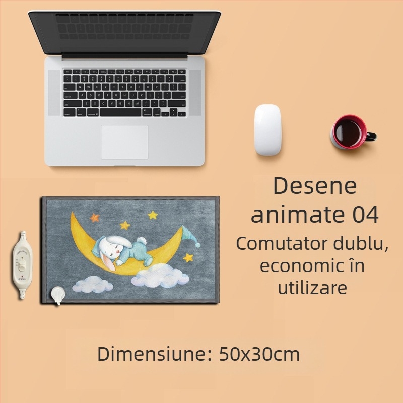 Covoraș electric de încălzire pentru picioare sub birou – alimentare USB, strat superior din bumbac, pernă încălzitoare pentru picioare