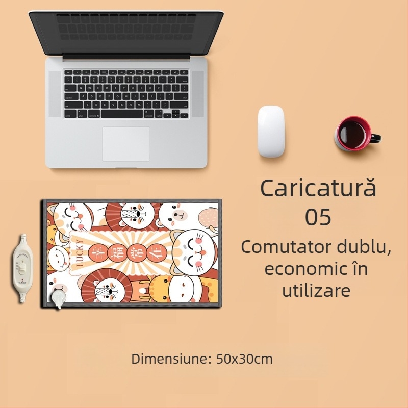 Covoraș electric de încălzire pentru picioare sub birou – alimentare USB, strat superior din bumbac, pernă încălzitoare pentru picioare