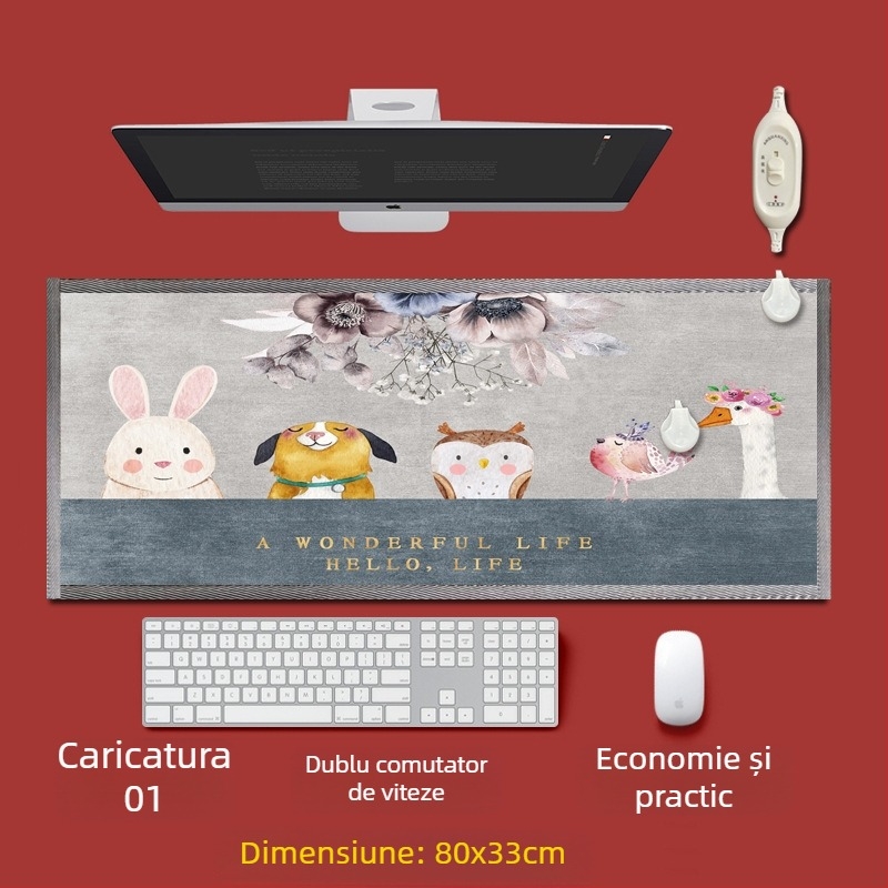 Covoraș electric de încălzire pentru picioare sub birou – alimentare USB, strat superior din bumbac, pernă încălzitoare pentru picioare