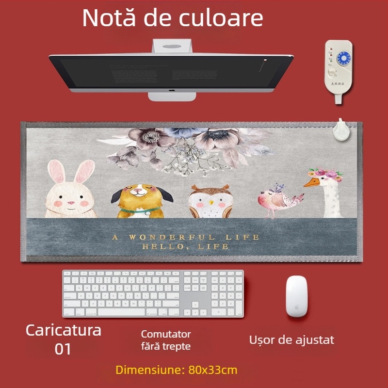 Covoraș electric de încălzire pentru picioare sub birou – alimentare USB, strat superior din bumbac, pernă încălzitoare pentru picioare