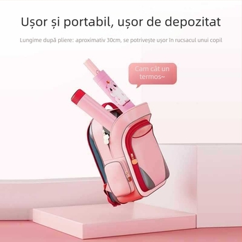 Umbrelă pentru copii cu anti-rebound, țesătură nanohidrofobă, cadru din silicon, 12 nervuri, mâner din aluminiu