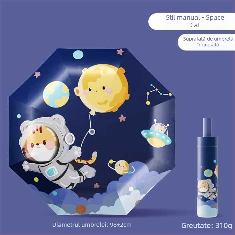 Umbrelă pentru copii cu anti-rebound, țesătură nanohidrofobă, cadru din silicon, 12 nervuri, mâner din aluminiu