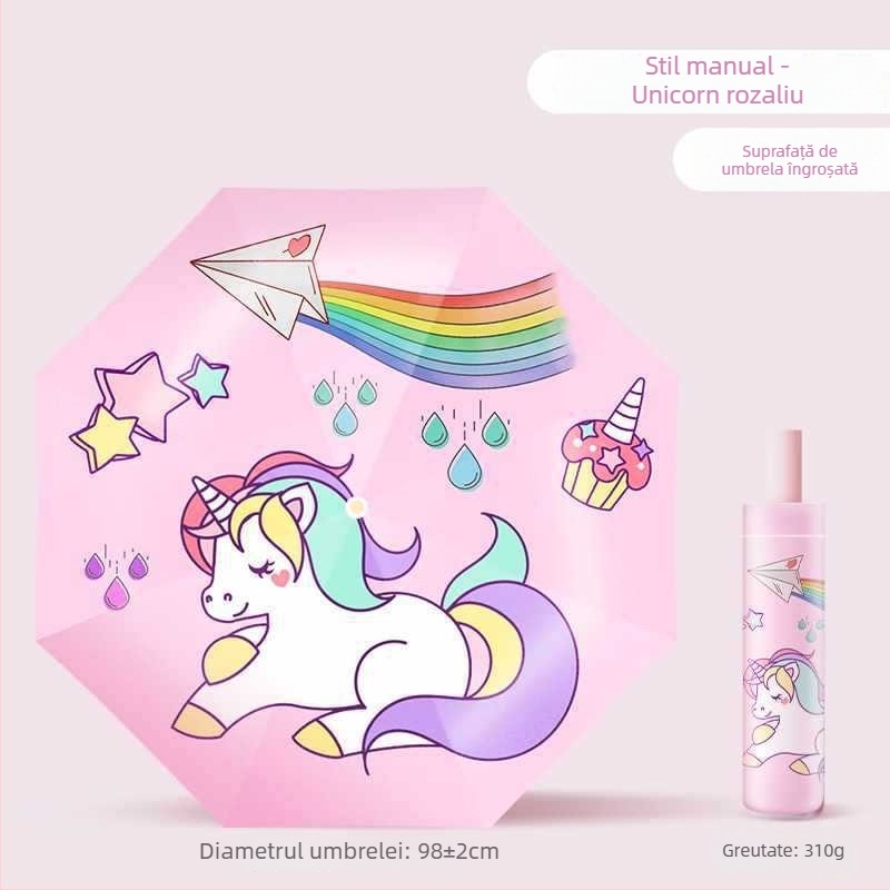 Umbrelă pentru copii cu anti-rebound, țesătură nanohidrofobă, cadru din silicon, 12 nervuri, mâner din aluminiu