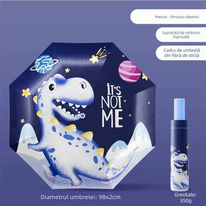 Umbrelă pentru copii cu anti-rebound, țesătură nanohidrofobă, cadru din silicon, 12 nervuri, mâner din aluminiu