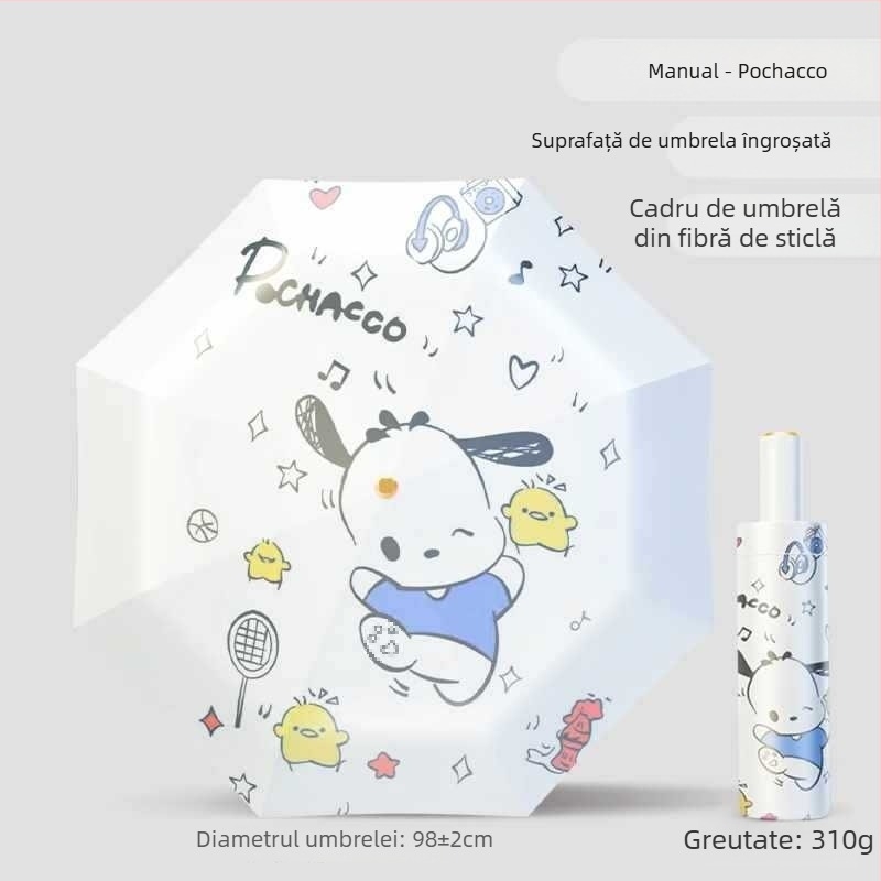 Umbrelă pentru copii cu anti-rebound, țesătură nanohidrofobă, cadru din silicon, 12 nervuri, mâner din aluminiu