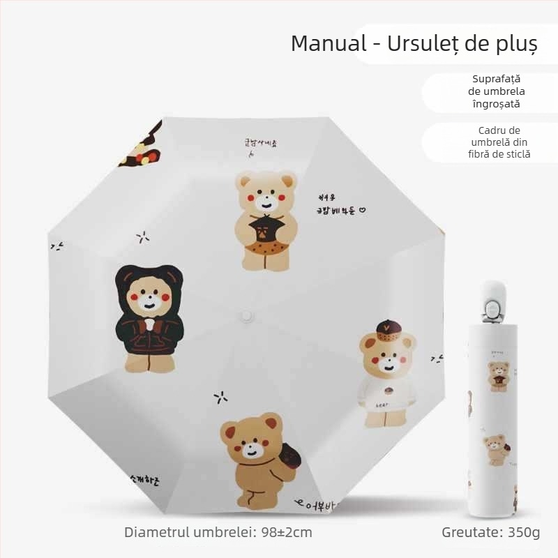 Umbrelă pentru copii cu anti-rebound, țesătură nanohidrofobă, cadru din silicon, 12 nervuri, mâner din aluminiu