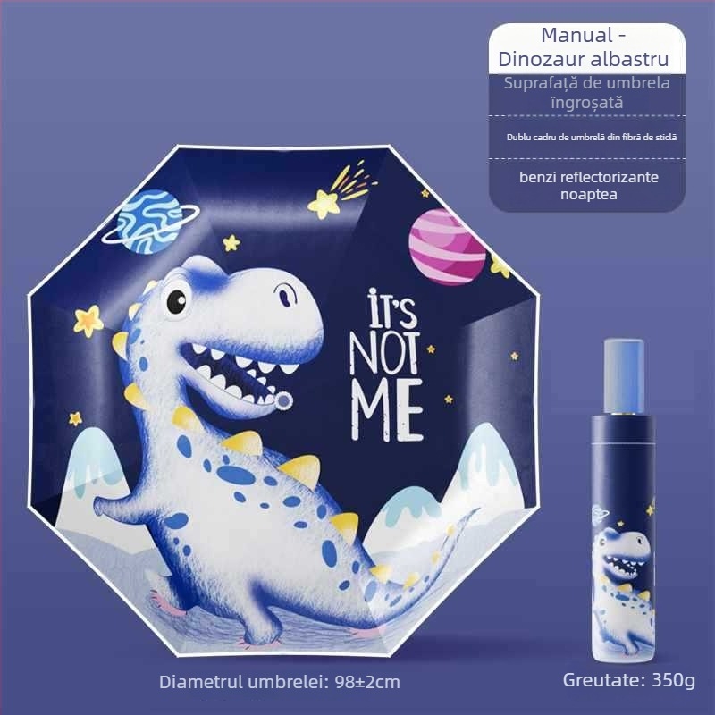 Umbrelă pentru copii cu anti-rebound, țesătură nanohidrofobă, cadru din silicon, 12 nervuri, mâner din aluminiu