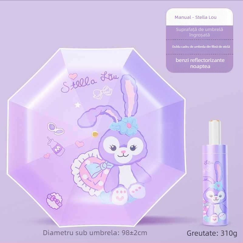 Umbrelă pentru copii cu anti-rebound, țesătură nanohidrofobă, cadru din silicon, 12 nervuri, mâner din aluminiu