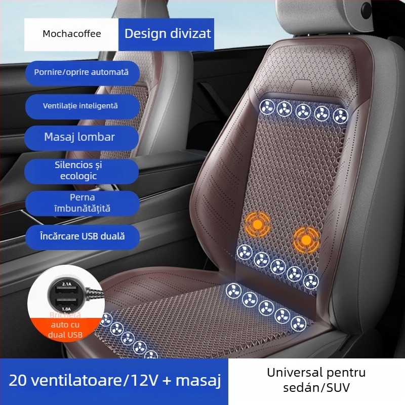 Perne de șezut auto ventilate cu ventilator – potrivire universală pentru cinci locuri, respirabil, Material: Altul
