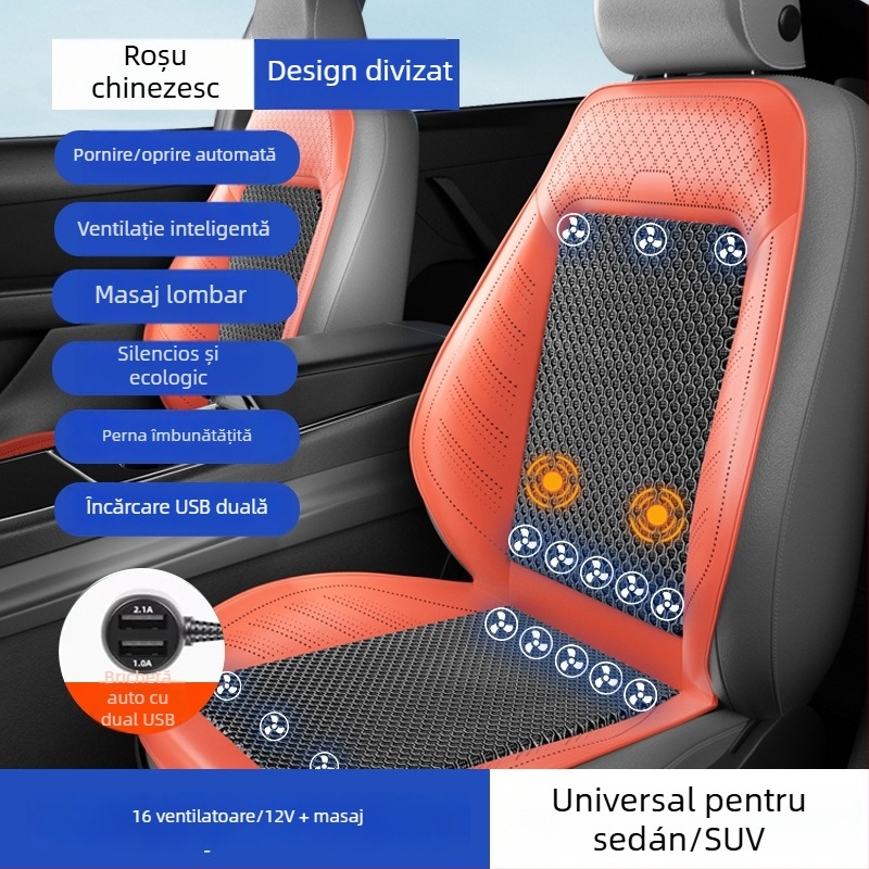 Perne de șezut auto ventilate cu ventilator – potrivire universală pentru cinci locuri, respirabil, Material: Altul