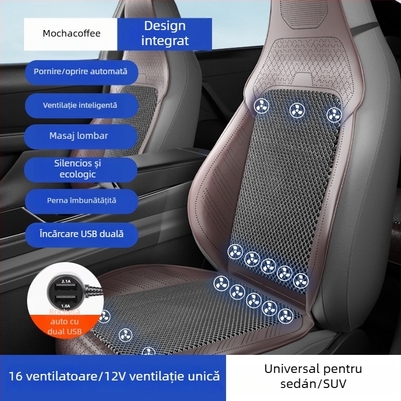 Perne de șezut auto ventilate cu ventilator – potrivire universală pentru cinci locuri, respirabil, Material: Altul