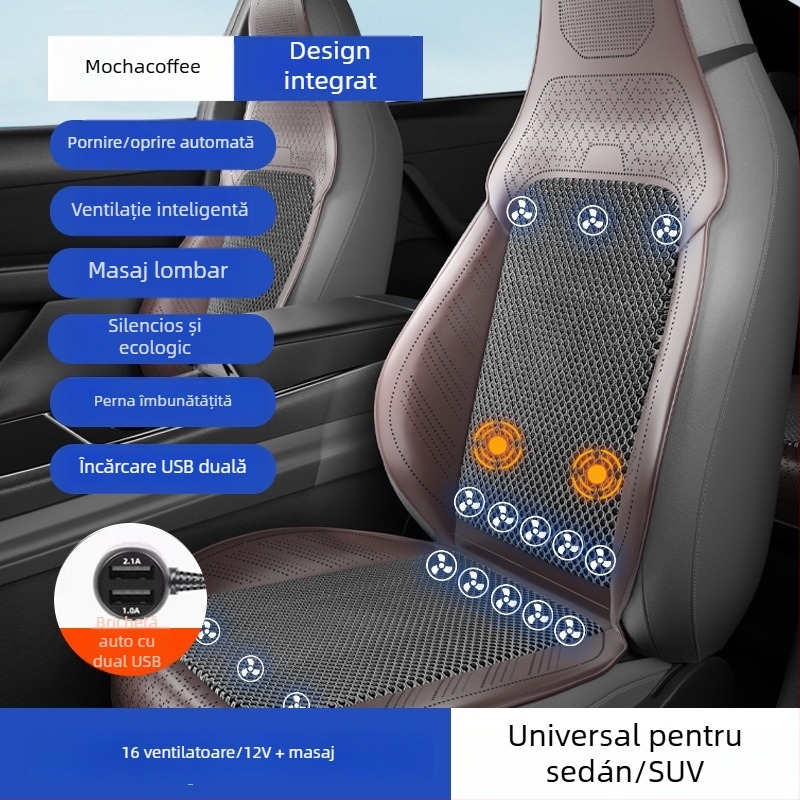 Perne de șezut auto ventilate cu ventilator – potrivire universală pentru cinci locuri, respirabil, Material: Altul