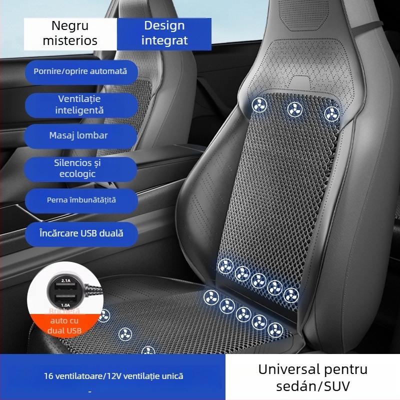 Perne de șezut auto ventilate cu ventilator – potrivire universală pentru cinci locuri, respirabil, Material: Altul