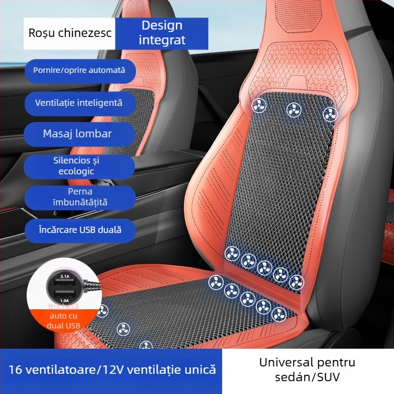 Perne de șezut auto ventilate cu ventilator – potrivire universală pentru cinci locuri, respirabil, Material: Altul