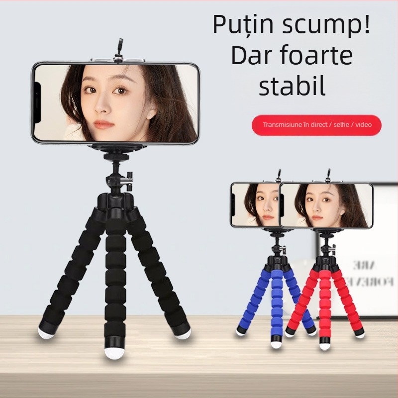 Trepied flexibil pentru telefon cu telecomandă Bluetooth, anti-vibrație, suport de birou pentru selfie și transmisiuni live