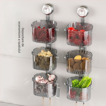 Raft de depozitare montat pe perete pentru ceapă, ghimbir și usturoi - multipurpose, din plastic, design dreptunghiular