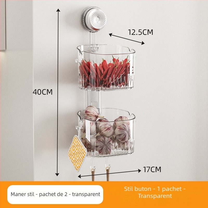 Raft de depozitare montat pe perete pentru ceapă, ghimbir și usturoi - multipurpose, din plastic, design dreptunghiular