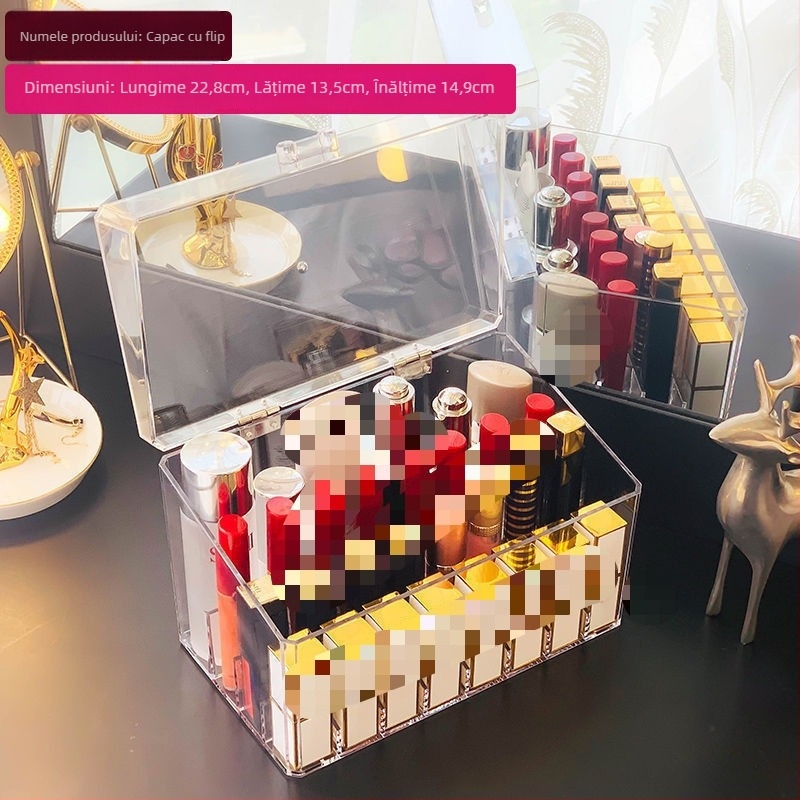 Cutie de depozitare pentru ruj, organizator cosmetic din sticlă, raft pentru ruj