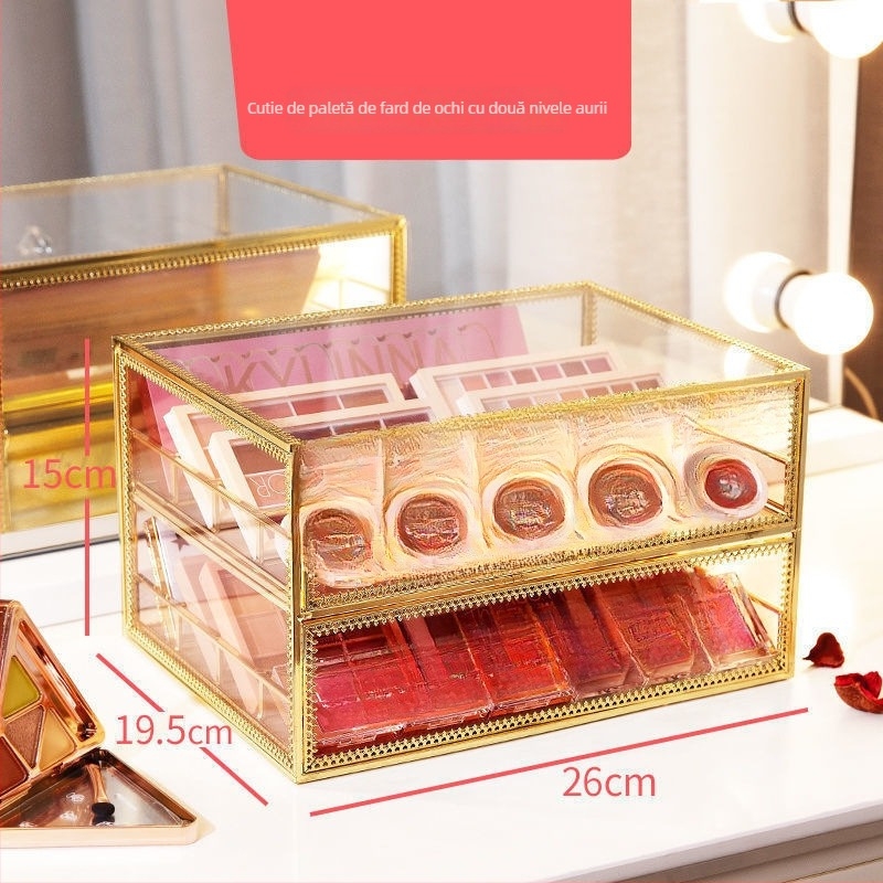 Cutie de depozitare pentru ruj, organizator cosmetic din sticlă, raft pentru ruj