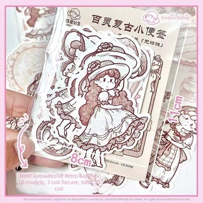 Note lipicioase Princess Lark – stil drăguț, hârtie obișnuită, imprimare, Ruby brand