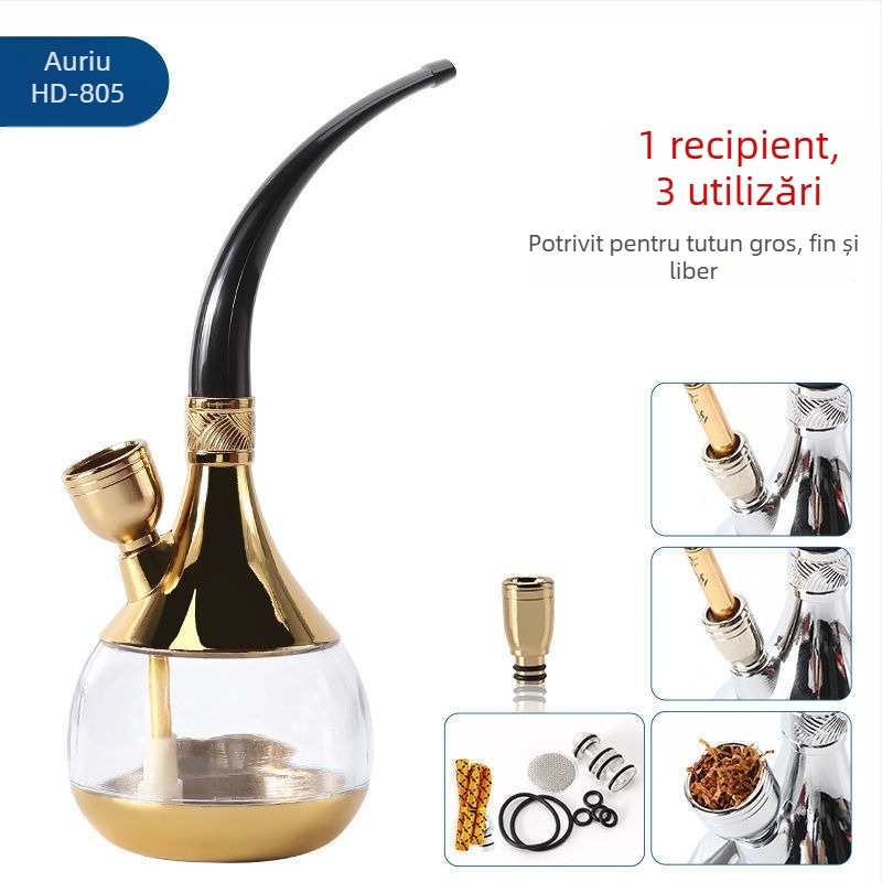 Pipă acrilică cu design demontabil și lavabil, portabil, cu muștiuc de filtru cu trei moduri