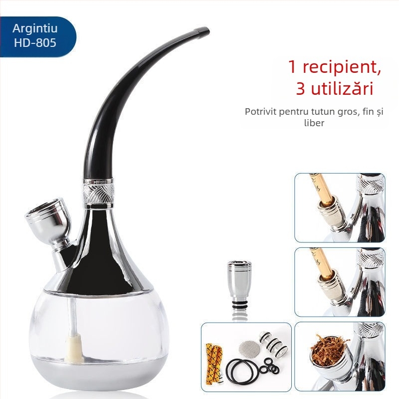 Pipă acrilică cu design demontabil și lavabil, portabil, cu muștiuc de filtru cu trei moduri