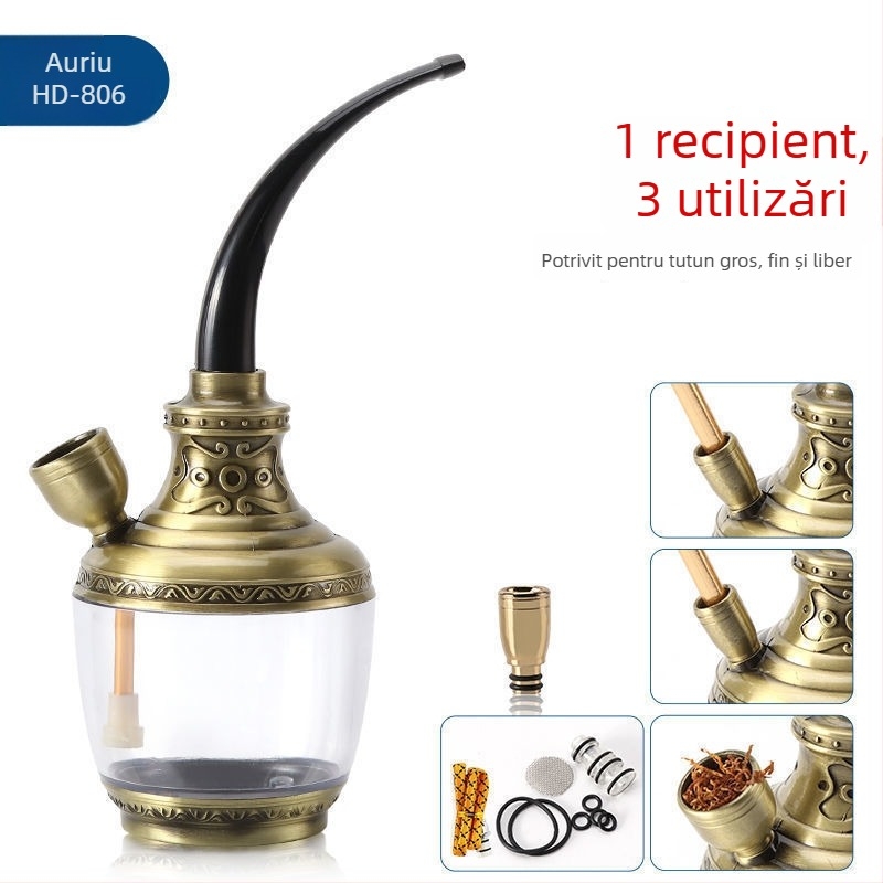 Pipă acrilică cu design demontabil și lavabil, portabil, cu muștiuc de filtru cu trei moduri